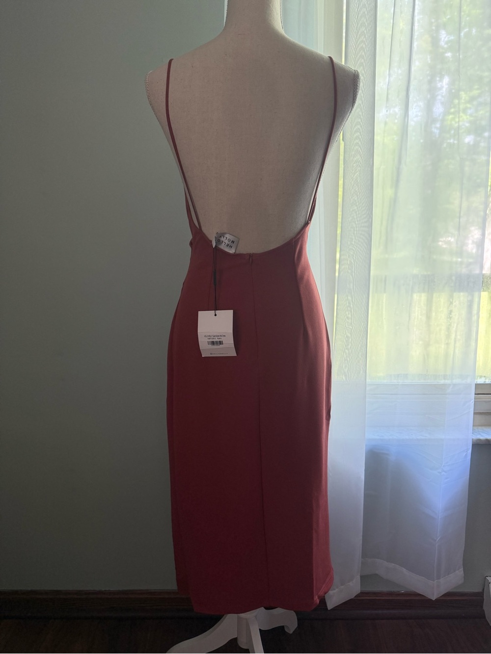 🆕 Hello Molly “Quiet Dancer” Rust Asymmetrical Midi Dress / NWT! / L - Picture 4 of 9